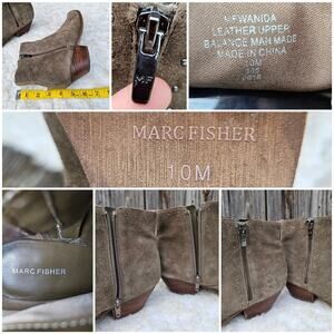 Studded Bootie Marc Fisher Wanida Size 10 Tan Suede Leather Zip Ankle Boot Brown
